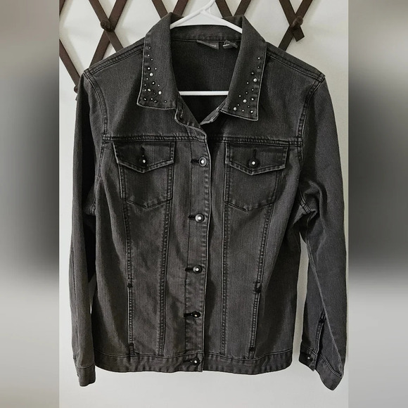 Chico's Dark Wash Denim Jacket - Picture 1 of 6